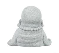 Solaughguy Statue de Bouddha souriant - Décoration de jardin - Effet grès - Décoration d'intérieur et d'extérieur pour la maison, la cour et le jardin - 8,8 x 7 x 8,3 cm