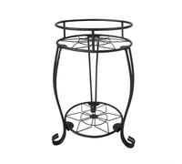 Solaughguy Support de plantes en métal à 2 niveaux avec motif floral - Étagère de rempotage sur pied pour intérieur et extérieur, jardin, salon, noir