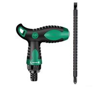 Solaughguy Tournevis à cliquet de type T avec extension télescopique de 158 mm, outil à main multi-embouts à double tête pour usage domestique et atelier, construction en acier au chrome vanadium