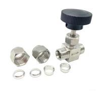 Solaughguy Vanne aiguille réglable 6,35 mm en acier inoxydable avec joint en PTFE pour oxygène, ammoniac, eau, air, huile, vapeur, azote dans les milieux industriels (Φ1/4 mm)