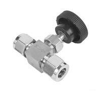 Solaughguy Vanne aiguille réglable 6,35 mm en acier inoxydable avec joint en PTFE pour oxygène, ammoniac, eau, air, huile, vapeur, azote dans les milieux industriels (Φ3/8 mm)