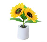 Solaughguy Veilleuse LED rechargeable tournesol pour chambre et salon - Luminosité réglable - Lampe de chevet décorative en plastique - 26 x 14 x 9,5 cm - Jaune (3 têtes)