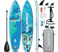 SOLAVERO Paddle Gonflable Adulte, 335 cm Stand Up Paddle avec Pont EVA Antidérapant, Support GO-Pro, Pagaie Réglable, 3 Aileron, pour Tous Les Niveaux de Compétence, Jusqu'à 200 kg, Bleu