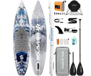 SOLAVERO Stand Up Paddle Gonflable 380 x 83 x 15 cm Grande Taille Paddle Gonflable Adulte 200kg 2 Personnes avec Sièges Amovibles, Gonfleur Électrique pour Débutants et Tous Niveaux (Tigre)