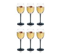 SOLAVIA Lot de 6 verres à vin en verre transparent de 330 ml, H 20 cm, avec pied noir