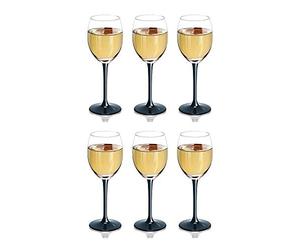 SOLAVIA Lot de 6 verres à vin en verre transparent de 330 ml, H 20 cm, avec pied noir