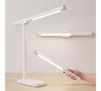 SOLAVN Lampe de Bureau LED Sans Fil Rechargeable USB-C, Lampe de Table Blanche avec Barre Magnetique Amovible, Tactile Dimmable 3000K-6500K, 7W Rotation 360, Lampe de Lecture et Chevet