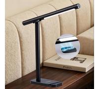 SOLAVN Lampe de bureau rechargeable de type C noire avec barre magnétique amovible, lampe tactile 3000-6500 K, intensité variable, 7 W 350 lm, rotation à 360°, lampe de lecture/lampe de chevet/lampe