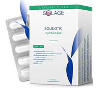 SOLBIOTIC Cure de Bactéries Lactiques & Prébiotiques. Flore Intestinale. 20Mds UFC Haute Activité. 30 gélules Gastro-résistantes. 1 par jour suffit Complément Alimentaire. Laboratoire Français SOLAGE