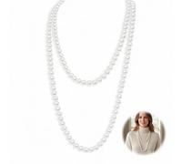Solbrezeni Collier de fausses perles, collier de perles artificielles, collier de perles longues, collier de perles longues, collier confortable et tendance pour anniversaire et fête de mariage, 150