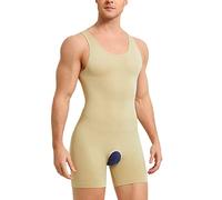 SOLCYSX Sous-vêtement de compression gainant et amincissant sans manches pour homme Fajas para Hombres, beige, X-Small-Small