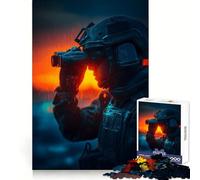 Soldat aux Jumelles au Coucher du Soleil Puzzle de 1000 pièces pour Adultes et Adolescents Jeu de logique Solide et Amusant, découpe de précision Cadeau de Noël (38x26cm)
