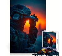 Soldat aux Jumelles au Coucher du Soleil Puzzle de 1000 pièces pour Adultes Jeu de réflexion Loisirs la Maison Cadeau d'anniversaire (38x52cm)