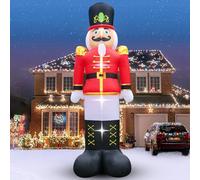 Soldat casse-noisette gonflable de Noël de 3,7 m - Décoration d'extérieur - Soldat gonflable - Lumière LED lumineuse intégrée - Décoration de festival pour extérieur, pelouse, jardin, terrasse