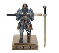 Soldat Chevalier Porte-stylo - Résine 13 x 9,5 x 17 cm | Statue décorative de Kings Guard Leader | Organiseur de bureau, presse-papiers pour une utilisation au bureau, à la maison et en études