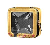 Soldat du jour commémoratif national avec pistolet jaune transparent trousse de maquillage organisateur portable organisateur de maquillage pour voler
