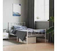 Soldat en acier robuste Style classique intemporel 90 x 200 cm Blanc | Cadre de lit métal 90x200cm blanc avec pied de lit renforcé, sommier sans matelas, structure robuste pour chambre adulte