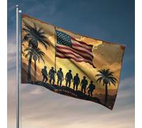 Soldats de décoration de bar vintage debout fièrement avec drapeau américain dans le désert paysage toilettes drapeaux de jardin pour l'extérieur (30 x 45 cm)