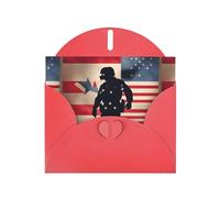 Soldats militaires américains commémoratifs patriotiques imprimés avec boucle d'amour, papier perlé, cadeaux pour cartes d'anniversaire avec feuille d'accessoires, carte de notes, enveloppe