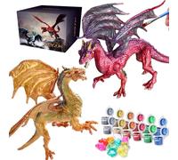 SOLDAY Kits de peinture de jouets dragon pour les enfants de l'art et l'artisanat âge 3 6 5 7 9 12 garçons filles pour créer vos propres figurines de peinture en métal fournitures de fête - 2 dragons