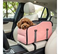 SOLDAY Siège Auto Chat Chien 3-en-1, Panier Voiture Petit Animal avec Laisse Sécurité & Sangles Réglables, Sac Transport Canin Console Centrale Pliable pour Petits Félins ≤6KG, Rosa