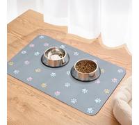 Solday tapis de gamelle antidérapant pour chien et chat, 60 x 40 cm, imperméable et antidérapant (gris clair)