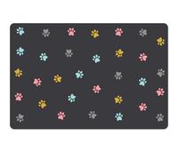Solday Tapis de gamelle antidérapant pour chien et chat, 60 x 40 cm, tapis de gamelle en silicone, imperméable et antidérapant, gris foncé
