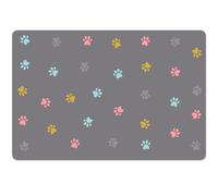 Solday Tapis de gamelle antidérapant pour chien et chat, 60 x 40 cm, tapis de gamelle, tapis d'alimentation pour animaux de compagnie imperméable et antidérapant (gris clair)