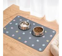 Solday Tapis de gamelle pour chien - Tapis à manger antidérapant pour chat, 60 x 40 cm - Tapis de nourriture en silicone pour animaux de compagnie étanche et antidérapant (Gris foncé)