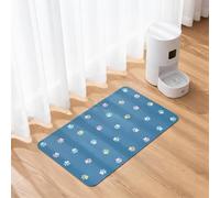 SOLDAY Tapis de nourriture pour animaux de compagnie pour chiens et chats - 50 x 30 cm - Tapis de gamelle en silicone imperméable et antidérapant - Bleu azur