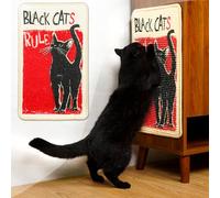 SOLDAY Tapis griffoir pour chat pour sol, mur, tapis, meubles de canapé, 56 x 33 cm Protection anti-rayures pour meubles, Planche à gratter avec fermeture velcro (Chat noir règne)