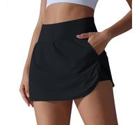 Solde 2025 Short Jupe Femme Couleur Unie Femme 2 en 1 Jupe Jupe Short Femme Sport Golf Pas Cher Patineuse 2025 New Jupes Sexy Legging Ventre Activewear Jupe Short Femme Noir M