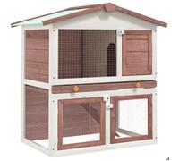 ""Solde 2026""Poulailler pratique/parc à lapins Brun - Clapier d'extérieur 3 portes Marron Bois 14.81 Kg 22074141