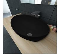 ""Solde 2026""Vasque, en céramique premium Noir - Lavabo ovale Céramique 40x33cm Noir 5.8 Kg 68386381