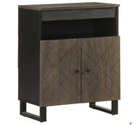 ""Solde d'automne""Buffet bahut vaisselier - RUIGOU - Commode Pour salon, noir 60x33x75cm bois massif de manguier LEM85203