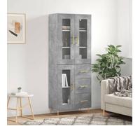 (Solde d'automne)Buffet haut - CLARENCE - Commode/Buffet de cuisine, Gris béton 69,5x34x180 cm - Bois d'ingénierie MEU1148