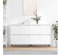 (Solde d'automne)Buffets 2 pcs - CLARENCE - Commode/Buffet de cuisine, blanc - Bois d'ingénierie MEU7439