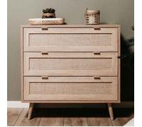 ""Solde d'automne""Finori Commode - RUIGOU - Armoire de rangement pour salon/chambre, Bali 03A Chêne sonoma et impression de canne