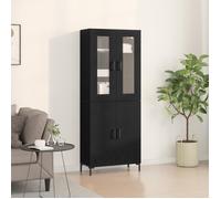 (SOLDE d'été) Bahut vaisselier enfilade - Buffet avec armoire murale en chêne noir en bois aggloméré - Aspect chic* 8792719