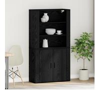 (SOLDE d'été) Bahut vaisselier enfilade - Meuble haut chêne noir en bois reconstitué - Aspect chic* 8125374