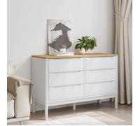 (SOLDE d'été) Commode - Décor salon/Dessus robuste - FLORO blanc bois de pin massif *aspect pratique8735672