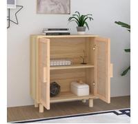 (SOLDE d'été) Placard/Buffet bas - Décor salon - Marron 60 x 30 x 70 cm Bois de pin massif et rotin naturel *aspect pratique3151039