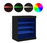 SOLDE D'HIVER®Buffet Bahut KENNETH - LED - Meuble de rangement Chêne noir 60,5x37x67cm - Bois d'ingénierie - 292938