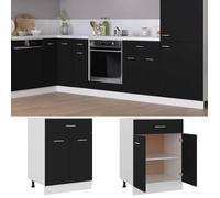 ""Soldes août""Armoire à tiroirs 1 pièces - Cabinet/Meuble bas de cuisine - ""Lyon"" Noir 60x46x81 5cm Bois d'ingénierie 6950395