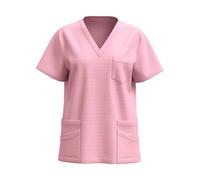 Soldes Blouse Medicale Femme Grande Taille Col en V Manche Courte Uniforme De Travail Blouse Infirmiere Femmes Professionnelle Uniforme D'infirmière Esthéticienne Cadeau Pas Cher Ventes Flash