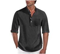 Soldes Chemise en Lin pour Hommes Top à Manches Courtes Boutonnée Coupe régulière Chemises décontractées Chemisier d'été en Lin de Plage Leger Respirant Chemise de Affaires Ample T shirt Pas Cher