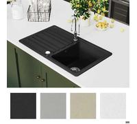 ""Soldes d’automne""Noir Lavabo de cuisine - Évier de cuisine - en granite avec égouttoir réversible Noir 4351323912414
