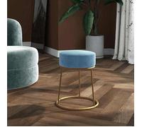""SOLDES d'Automne""Tabouret - Petit Fauteuil Salon pour chambre - rond Bleu clair Velours - 30x38cm 196