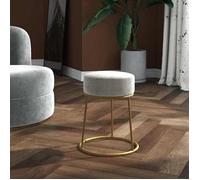 ""SOLDES d'Automne""Tabouret - Petit Fauteuil Salon pour chambre - rond Gris clair Velours - 30x38cm 857