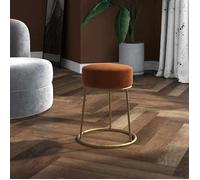 ""SOLDES d'Automne""Tabouret - Petit Fauteuil Salon pour chambre - rond Marron Velours - 30x38cm 586